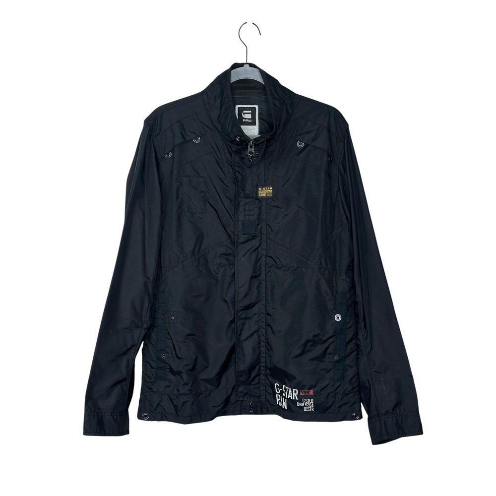 G-Star RAW Recolite Overshirt Large Black Nylon Full Zip Utility Jacket 83054